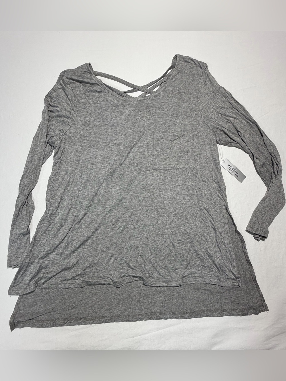 Glitz Heather Gray Crisscross Long Sleeve Tee
